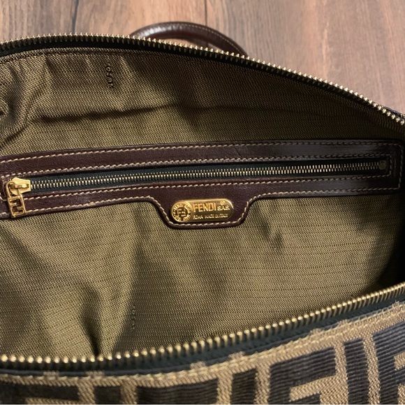 ❌SOLD❌ Vintage Fendi Zucca Brown Monogram Canvas Convertible Boston Bag - Picture 12 of 14